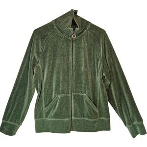 Everlast Womens Velour Full Zip Jacket XL Green Athleisure Sportswear Loungewear